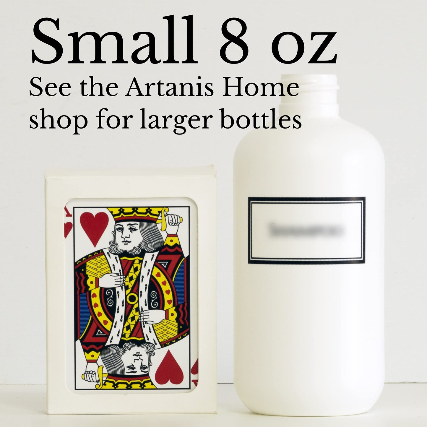 Artanis Home Silkscreened Empty Small Face Wash Bottle, 8 oz, White (Black Pump)