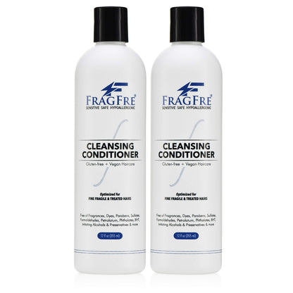 FRAGFRE Cleansing Conditioner for Fine Fragile and Treated Hairs 12 oz (2-Pack Gift Set) - Mild Conditioning Shampoo for Sensitive Skin - Sulfate Free Fragrance Free Paraben Free - Vegan Co-wash