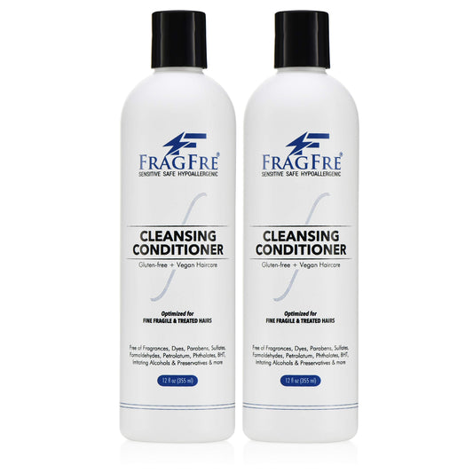 FRAGFRE Cleansing Conditioner for Fine Fragile and Treated Hairs 12 oz (2-Pack Gift Set) - Mild Conditioning Shampoo for Sensitive Skin - Sulfate Free Fragrance Free Paraben Free - Vegan Co-wash