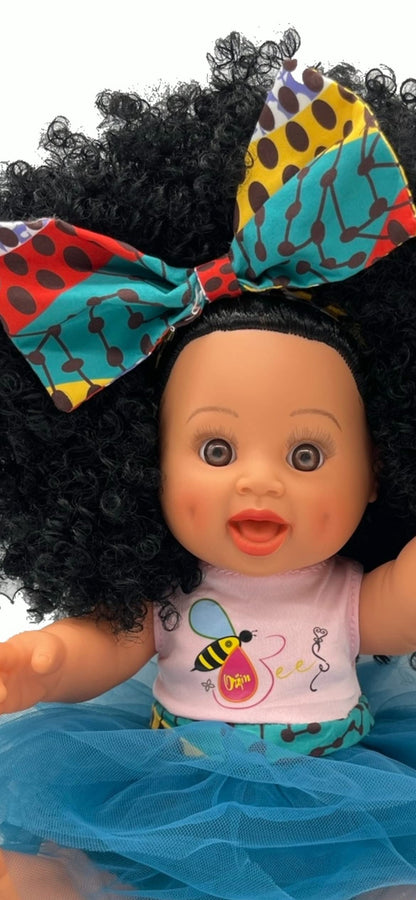Orijin Bees Curly Swizzy Bee - 12 inch Black Doll, African American Doll, Biracial Doll, Ethnic Doll, Latino Doll, Curly Hair Doll