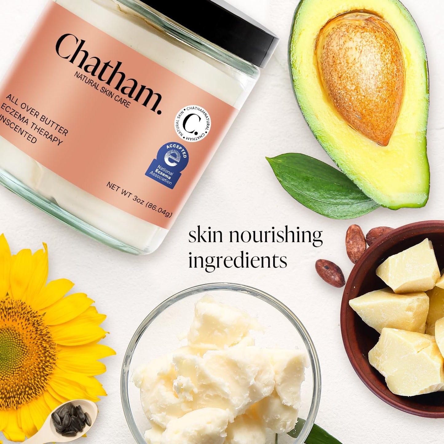 Chatham Natural Skin Care All Over Butter Eczema Relief Cream 3oz, Dry, Itchy Skin, Face, Feet and Hands. Trusted by Families and Steroid Free. Moisturizes and Softens Skin