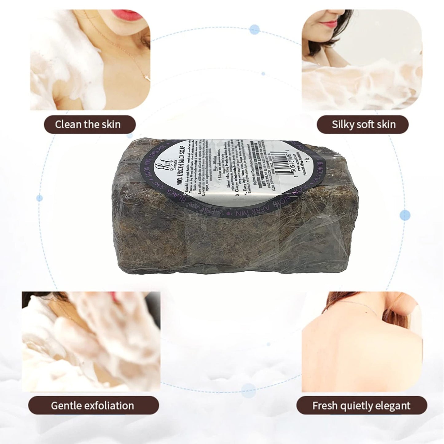 RA COSMETICS 100% Natural African Black Soap Bar 1lb