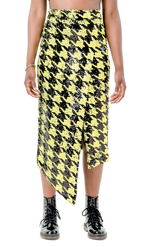 Pantora Women's Cavi Sequin Wrap Skirt, Houndstooth, Small