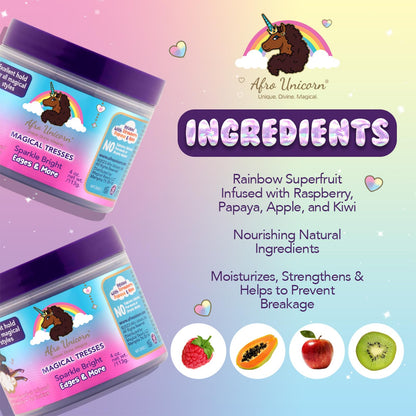 MAGICAL TRESSES by Afro Unicorn - Sparkle Bright Edges & More - Edge Control for Braids, Twists, and Ponytails - Controls Edges and Flyaways, 4 oz