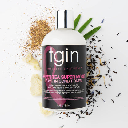 tgin Green Tea Super Moist Leave in Conditioner and Curl Bomb Moisturizing Gel - for Natural Hair - Gift Set - Curly - Dry - Moisture - Black Owned, Women Owned Business - Pack of 2-13 oz