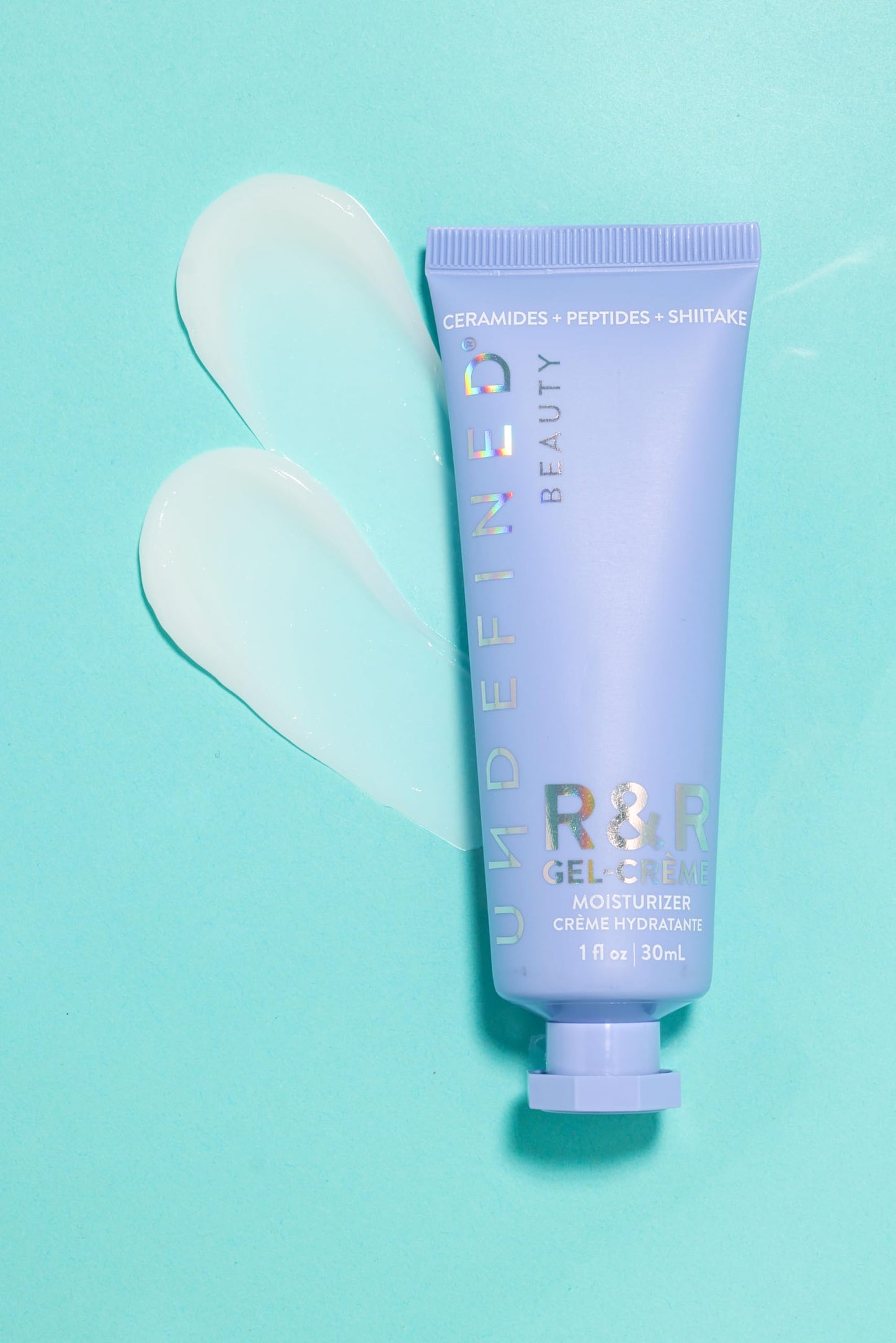 Undefined Beauty R&R Gel-Crème Fragrance-Free Moisturizer infused with Peptides, Ceramides, Hyaluronic Acid, Niacinamide, Prickly Pear to hydrate, plump and boost collagen, 1oz