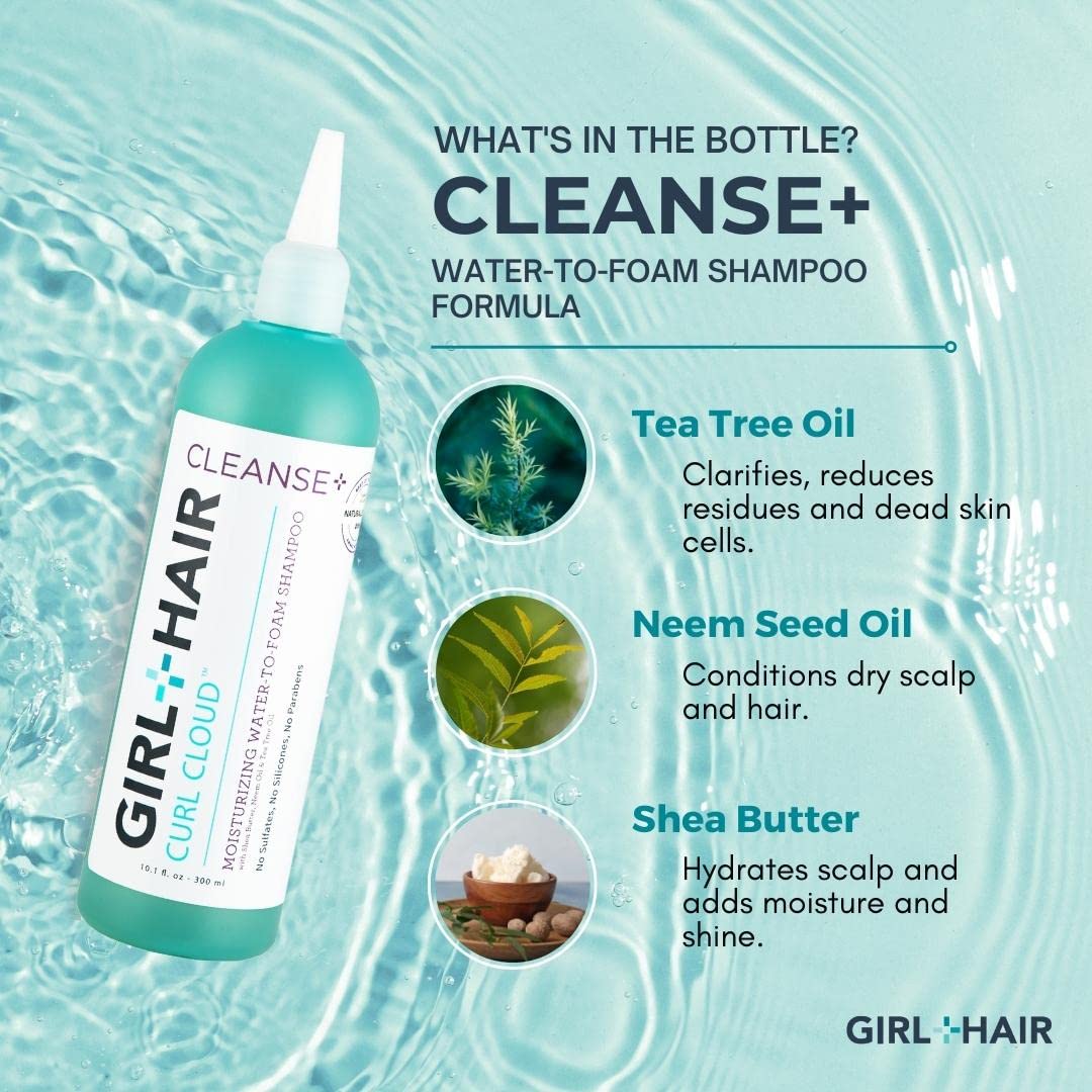 GIRL+HAIR Shampoo and Conditioner Set (2x 10.1 fl.oz./300 ml) – Moisturize and Hydrate Dry Hair and Scalp, Boost Shine, Reduce Itch and Frizz – No Silicones, Parabens or Sulfates, Color Safe, Vegan