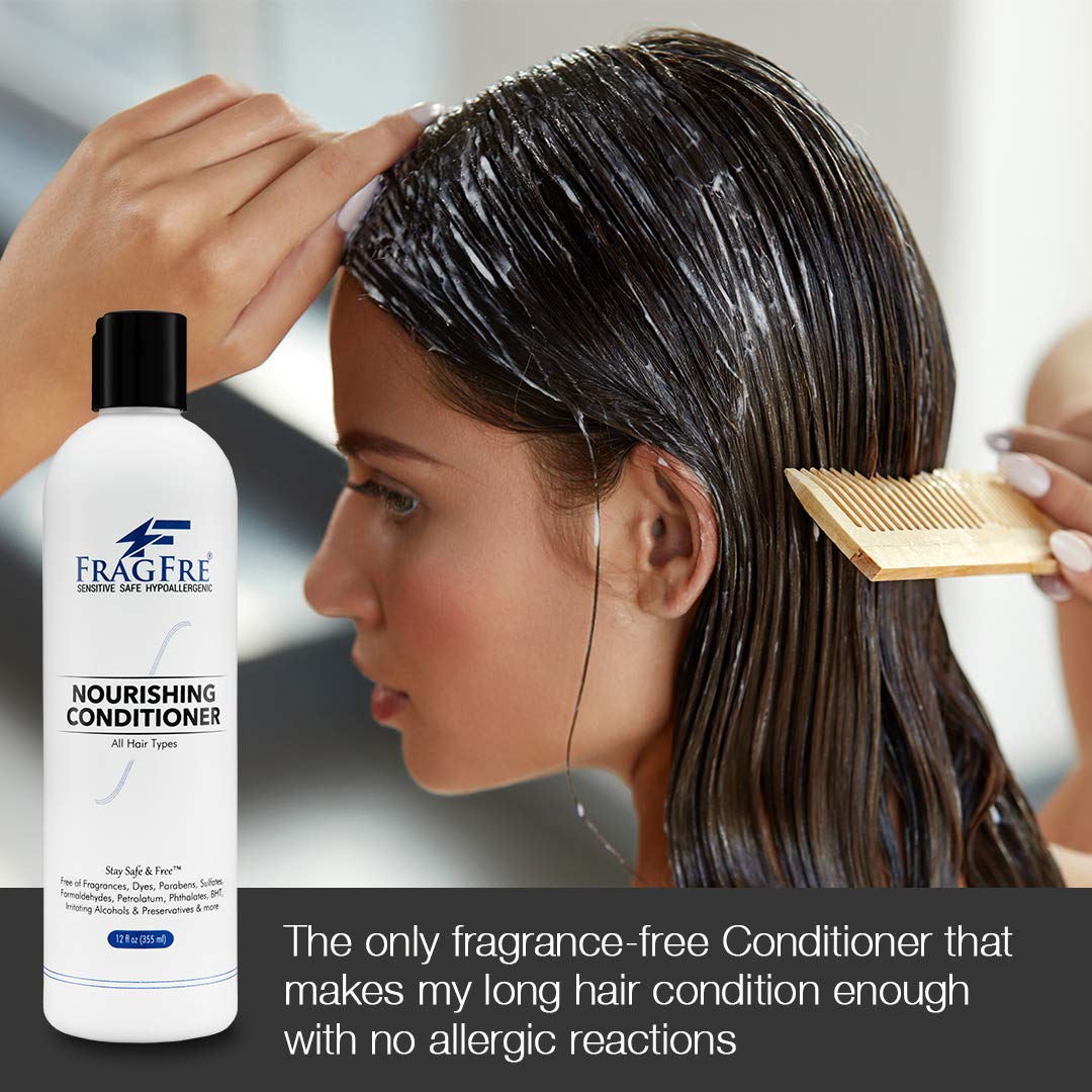 FRAGFRE Fragrance Free Conditioner 12 oz (2-Pack Gift Set) - Parabens Free Hypoallergenic - Hair Conditioner for Sensitive Skin - Deep Conditioning for Normal Treated and Fragile Hairs - Vegan GF/CF