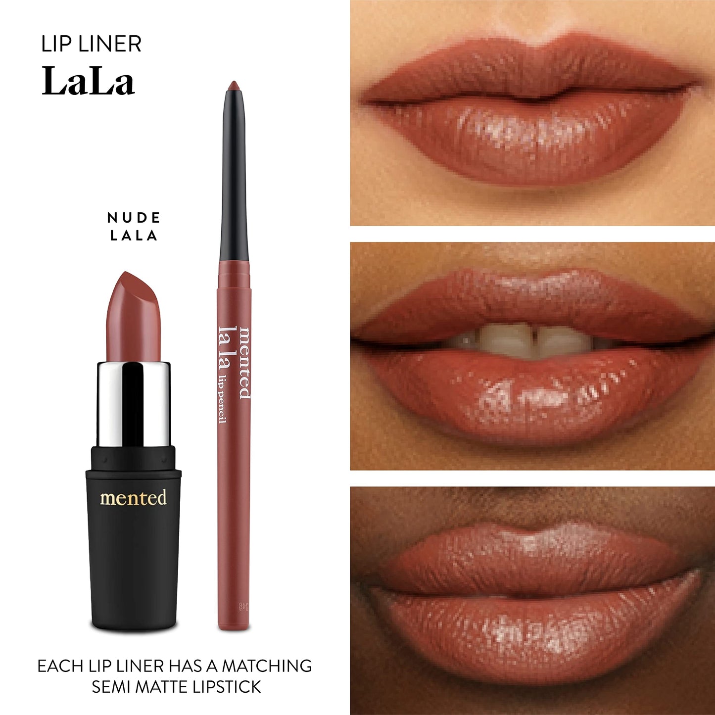 Mented Cosmetics La La Nude , Waterproof Lip Pencil, Natural Nude Vegan and Cruelty-Free Makeup, Matte lip liners for Women