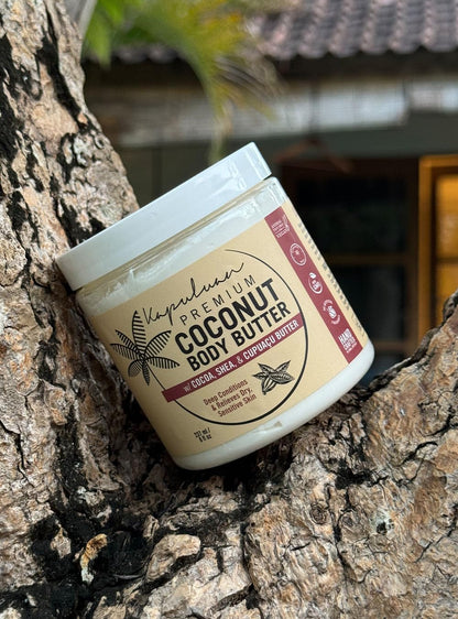 Kapuluan Coconut Body Butter for Women Dry Skin, Body Butter with Raw Coconut Oil, Cocoa Butter, Shea Butter & Cupuaçu Butter, Body Cream Whipped Body Butter for Women (Coconut Scent)