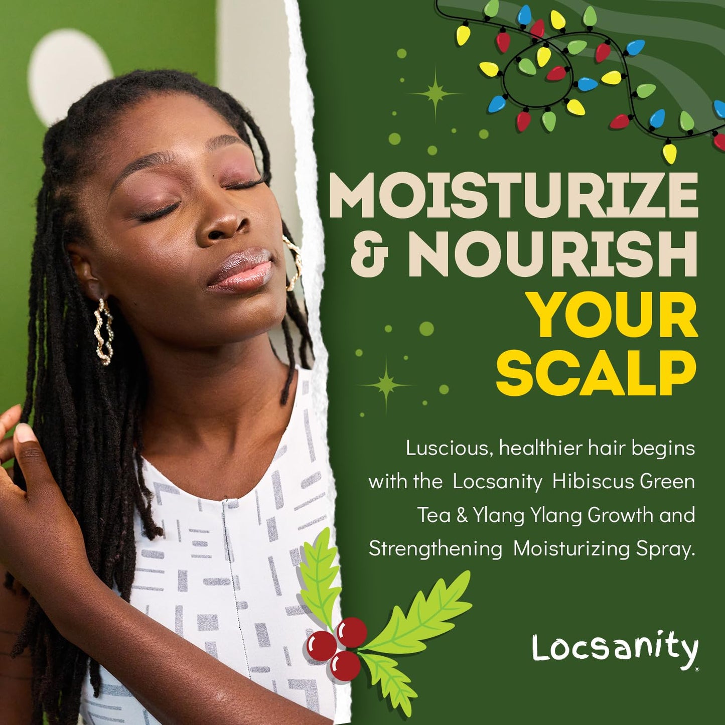 Locsanity Hibiscus Green Tea Hair Growth Spray for Dreadlocks and Loose Hairstyles Hair Care Treatment – Trial Size Loc Moisturizer for Thicker, Fuller, Longer Hair (4oz)