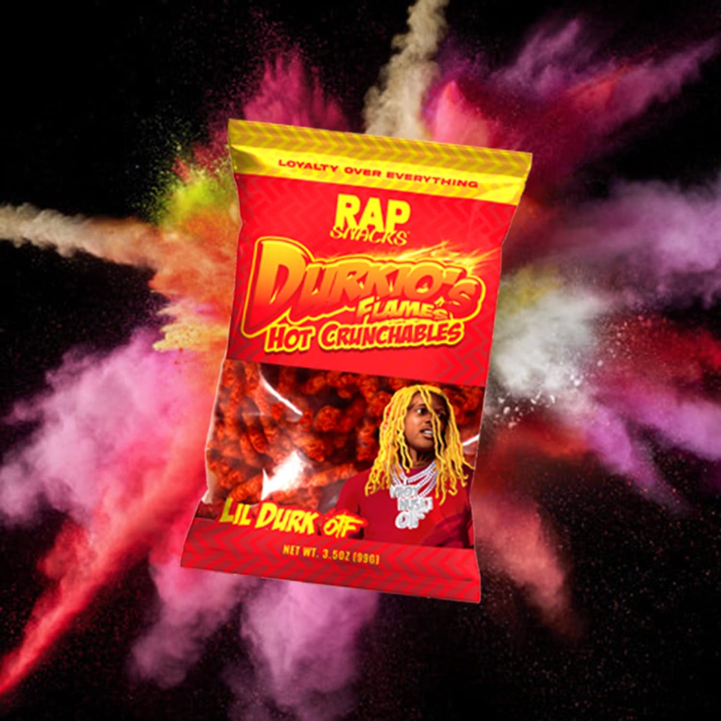 Rap Snacks Lil Durk Durkio's Flames Hot Crunchables 3.5 Oz Bags-Pack of 6 21 Ounce
