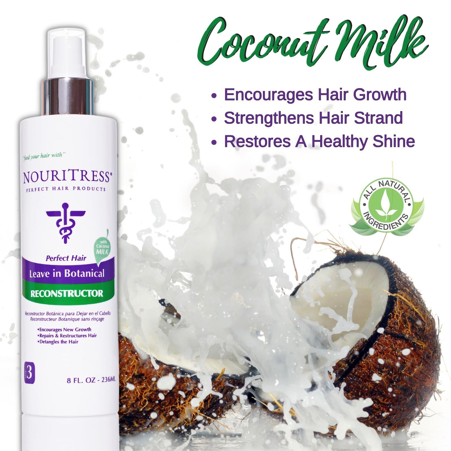 NouriTress Leave-In Botanical Reconstructor | Leave-In Conditioner | Moisturizing and Detangler | Repair Damage | Builds Strand Strength | Paraben Free | 8 Fluid Ounces