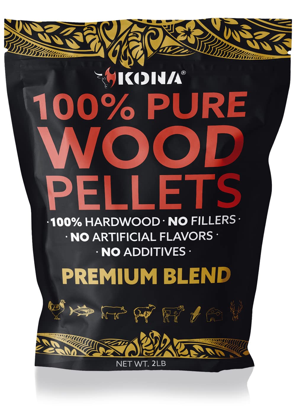 Kona Premium Blend Smoker Pellets, Intended for Ninja Woodfire Outdoor Grill, 2 lb Resealable Bag