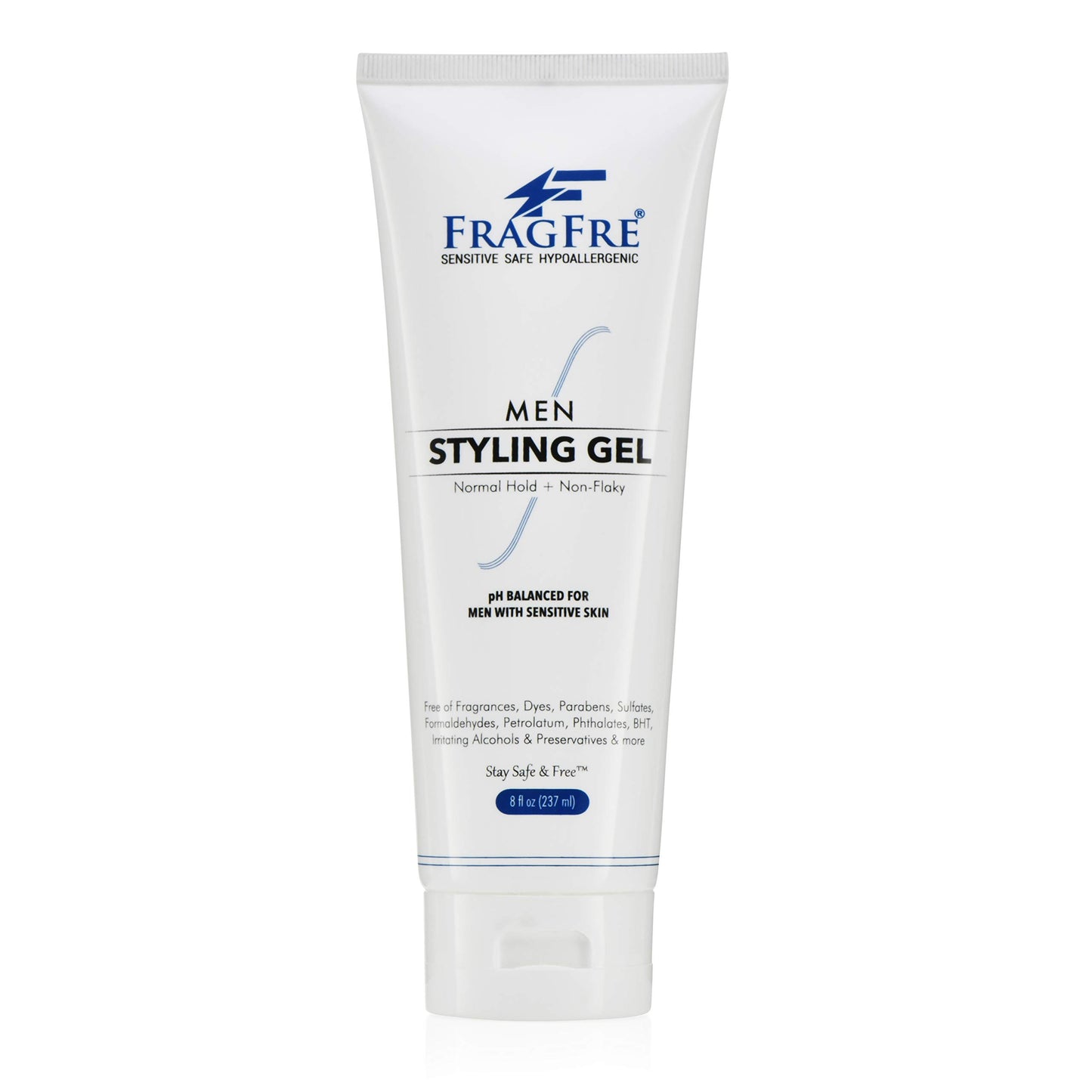 FRAGFRE Men Hair Styling Gel Fragrance Free 8 oz - pH Balanced for Men with Sensitive Skins - Not Too Firm or Too Light - Just Normal Hold for Normal Hair Styles - Hypoallergenic (Bumps Be Gone!)