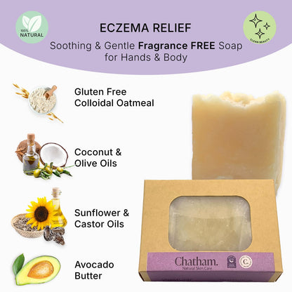 Chatham Natural Skin Care Eczema Relief Oatmeal Soap 5oz | with Colloidal Oatmeal | Bath Soap | For Eczema, Rosacea, Psoriasis prone skin