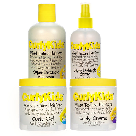CurlyKids Bundle with Hair Detangler, Kids Shampoo, and Conditioner for Curly, Frizzy & Wavy Hair | Sulfate & Paraben-Free Formula