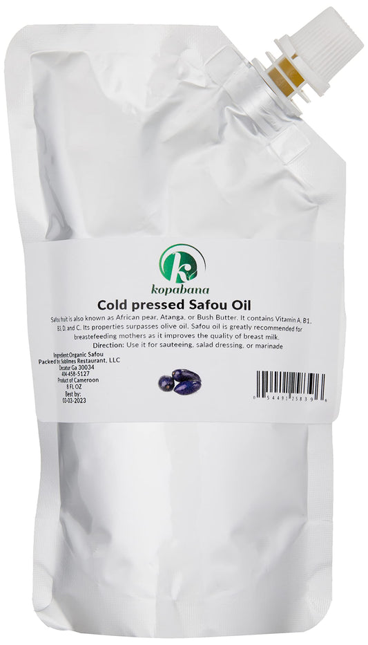 KOPABANA 100% Cold pressed Safou oil | Atanga| Bush pear| prune| lactation support | dacryodes edulis | paleo friendly 8 fL oz
