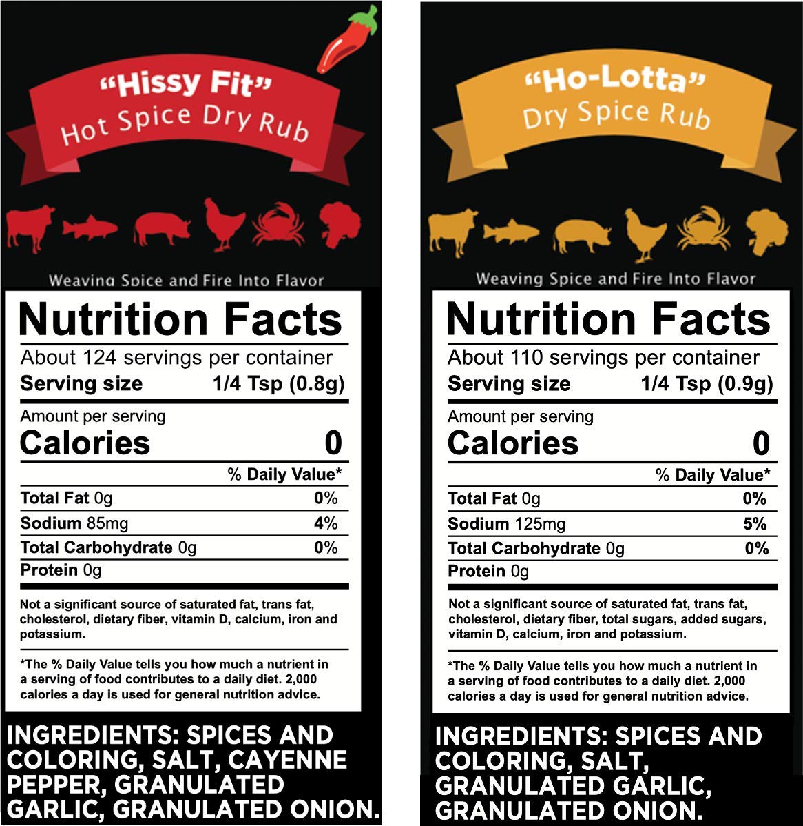 Lillie's of Charleston All Purpose Seasoning 2 pk | Ho-Lotta (Mild) + Hissy Fit (Hot) | Great for Pork Chicken Steak Ribs Popcorn Eggs | Keto Non-GMO No Preservatives Vegan| (2 pack shaker top - 7oz)