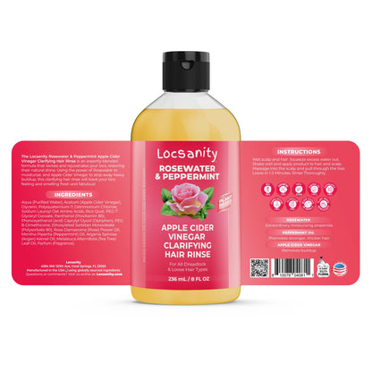 Locsanity Rosewater Peppermint Apple Cider Vinegar Clarifying Hair Rinse 8oz