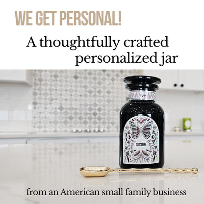 Artanis Home Custom Ultraviolet Glass Apothecary Jar, Smell-proof Airtight Glass Storage for Tea, Herbs, and Spices, with Lid and Spoon for Home Apothecary, 250 ml