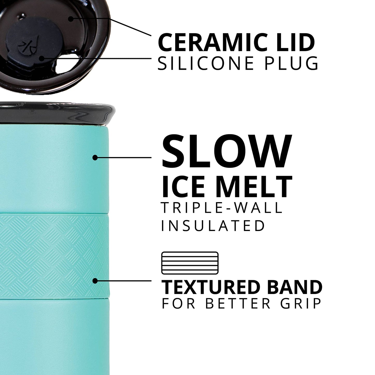 Elemental Artisan Insulated Tumbler, Triple Wall Coffee Travel Mug, Reusable Stainless Steel Coffee Tumbler with Ceramic Lid, Thermal Coffee Cups for Hot (6 Hrs) & Cold (18 Hrs), 16oz - Robin's Egg