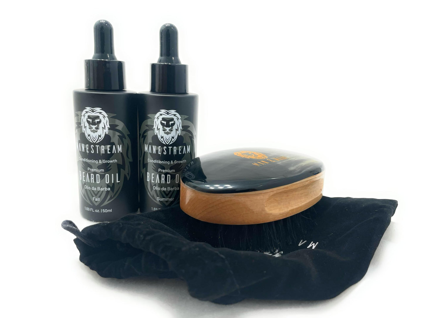 Premium Handmade Oxhorn Military Style Medium Stiff Natural Boar Bristle Men’s with Beard Oils - Sandalwood | Orange