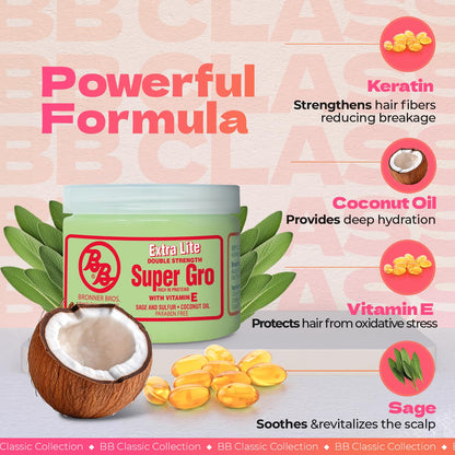 Bronner Brothers Super Gro Extra Lite Double Strength, 6 oz