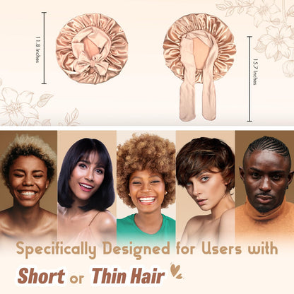 BONNET QUEEN Silk Bonnet for Sleeping Small Satin Bonnet Sleep Cap Hair Bonnet with Adjustable Tie Band Champagne