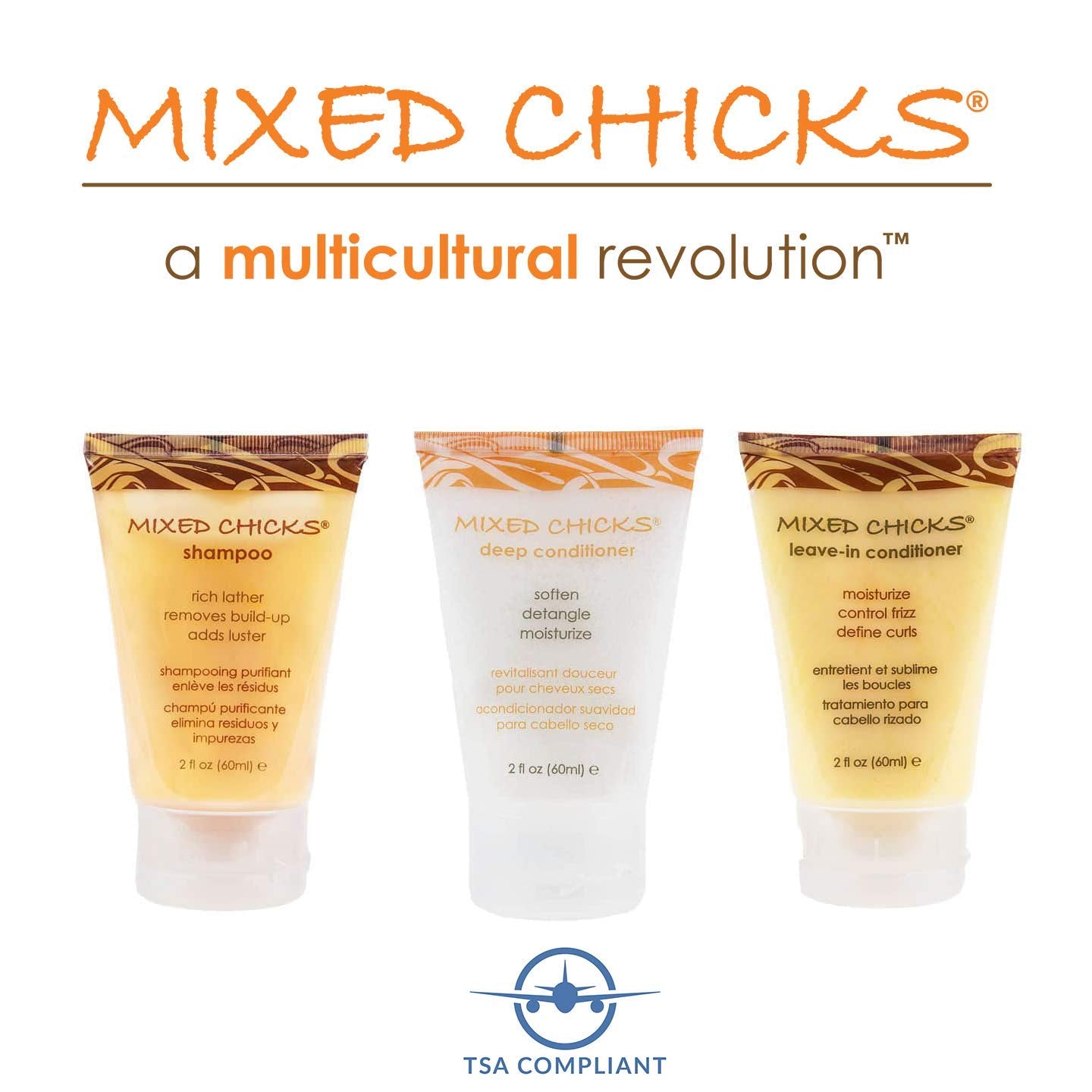 Mixed Chicks Travel & Trial Pack - Shampoo, Deep Conditioner, Leave-in Conditioner, 2 fl. oz. each