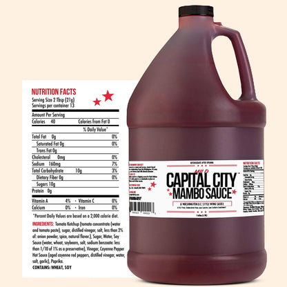 Capital City Mambo Sauce Mild, Washington DC Wing Sauces, Perfect Condiment for Wings Chicken Pork Beef Seafood Burgers Rice or Noodles, 128oz (1 Gallon)