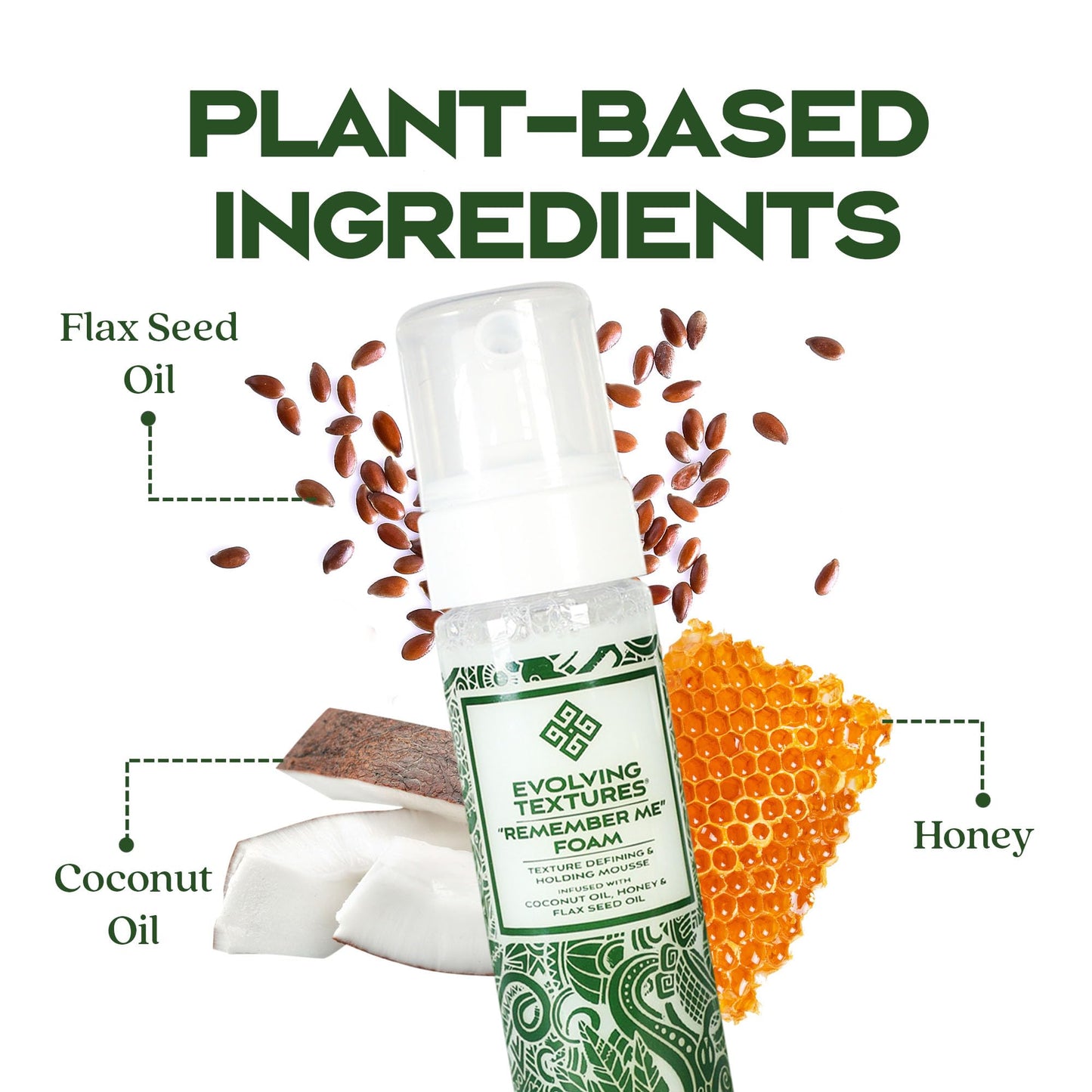 Evolving Textures Remember Me Styling Foam and Holding Mousse for Curly Hair, Curl Leave In with Coconut Oil & Aloe Vera, Go Big & Bold with Moisturizing and Curl Defining Hair Mousse 8 fl. oz.