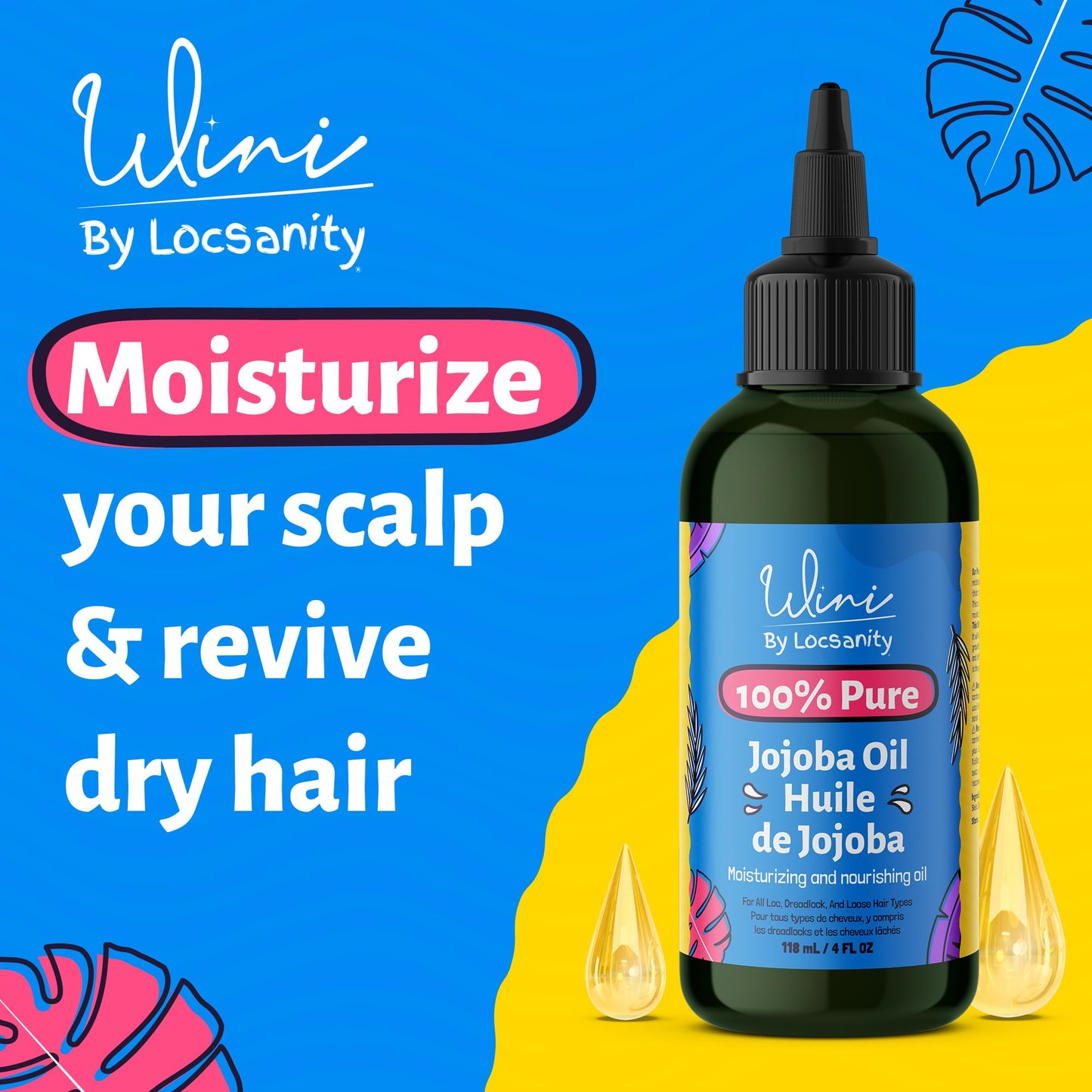 Locsanity Wini Pure 100% Cold Pressed Jojoba Oil for Hair and Body, 4 fl oz