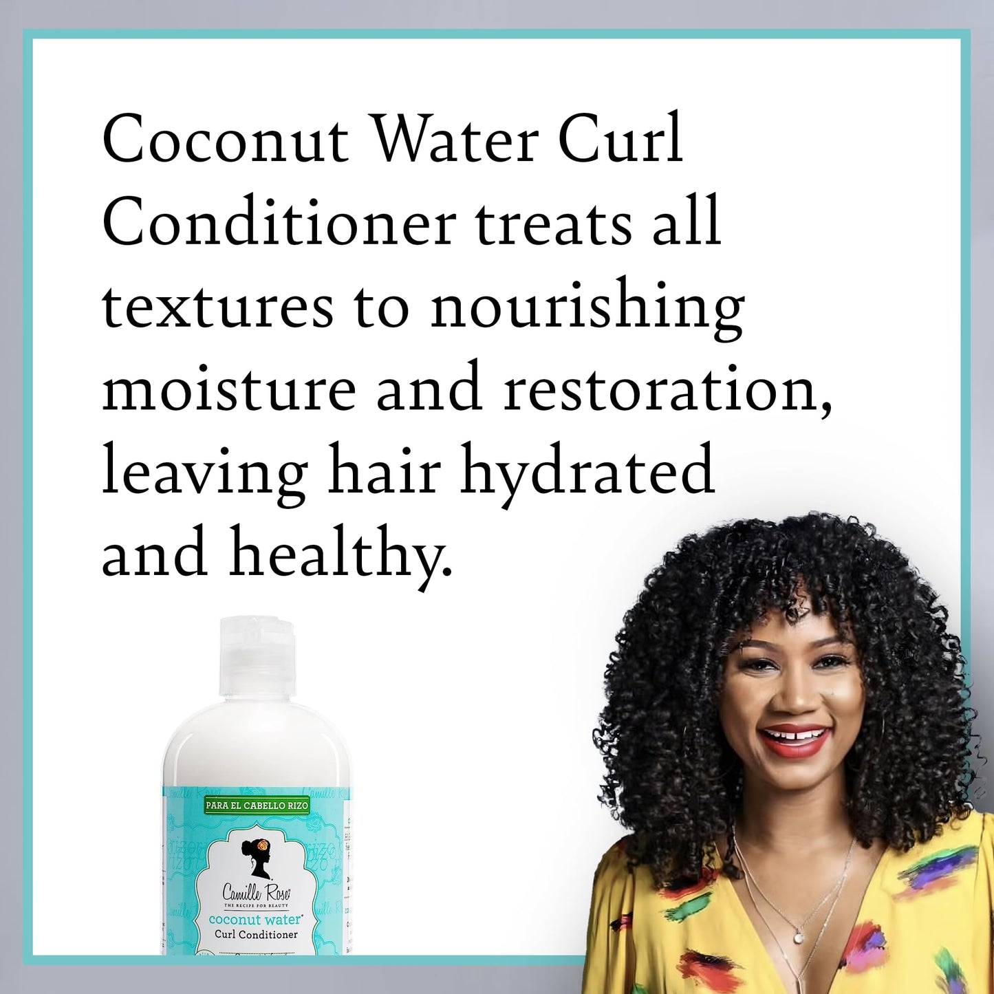 Camille Rose Coconut Water Curl Conditioner with Natural Coconut, Rosemary, & Castor Oils to Hydrate and Detangle, for Curly & Coily Hair Types, 12 oz