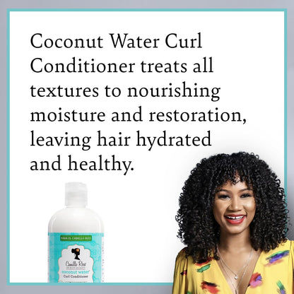 Camille Rose Coconut Water Curl Conditioner with Natural Coconut, Rosemary, & Castor Oils to Hydrate and Detangle, for Curly & Coily Hair Types, 12 oz