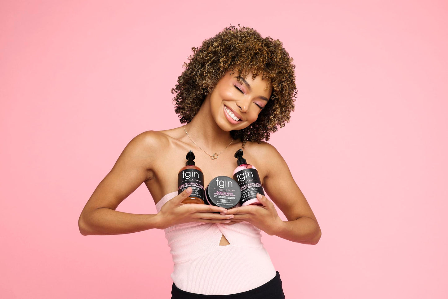 tgin Rose Water Curl Cream 12 oz + Styling Lotion 8 oz Duo - Natural Hair - Low porosity hair - curly, wavy, kinky, set of 2