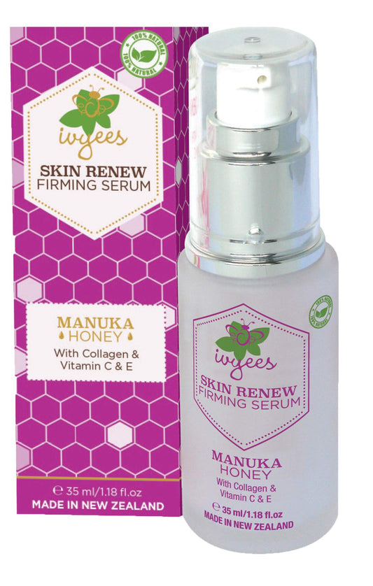 Ivyees Skin Renew Firming Serum 1.18oz with Manuka Honey, Collagen, Vitamin C, E to Maximize Elasticity, Strengthen, Firm and Ton Skin Tissue and Maintain Essential Moisture