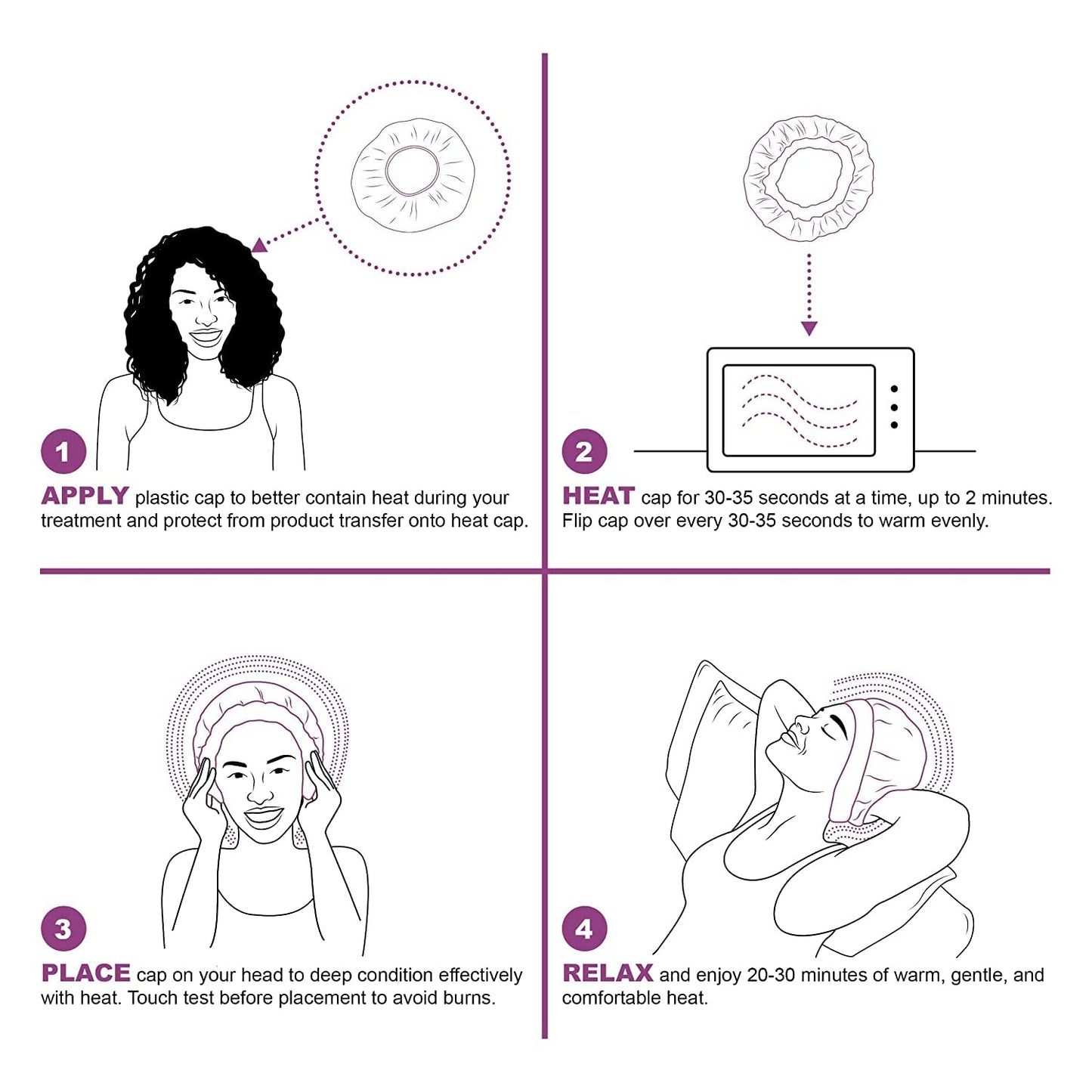 Glow by Daye Cordless Deep Conditioning Thermal Heat Cap, Microwavable Heat Therapy for Hair, Portable, Reversible Midnight