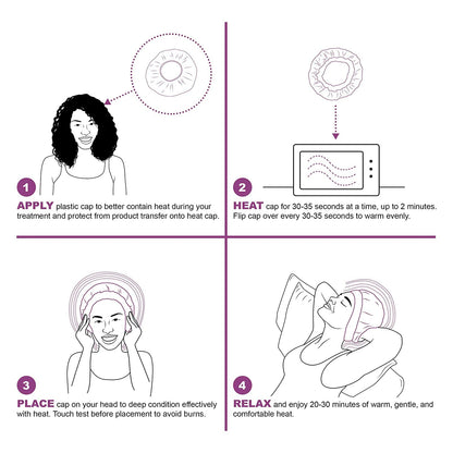 Glow by Daye Cordless Deep Conditioning Thermal Heat Cap, Microwavable Heat Therapy for Hair, Portable, Reversible Midnight