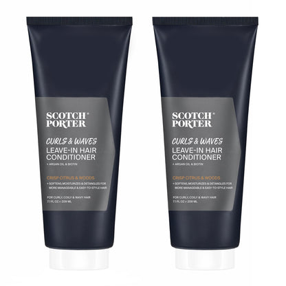 Scotch Porter Curls & Waves Leave-In Hair Conditioner Twin Pack – Moisture Rich Daily Lightweight Hair Moisturizer that Intensely Hydrates, Smooths & Defines Curls & Waves – 2 * 7.1oz
