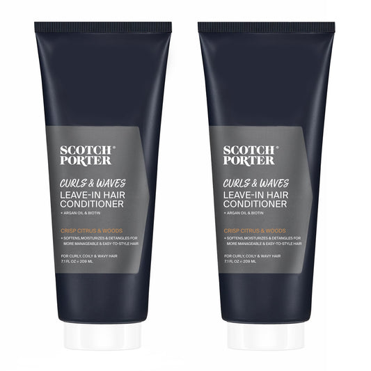Scotch Porter Curls & Waves Leave-In Hair Conditioner Twin Pack – Moisture Rich Daily Lightweight Hair Moisturizer that Intensely Hydrates, Smooths & Defines Curls & Waves – 2 * 7.1oz