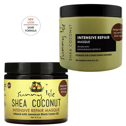 Sunny Isle Shea Coconut Intensive Repair Masque 16oz | Jamaican Black Castor Oil Infused | Deeply Conditions, Repairs, Hydrates, Strengthens Damaged Hair | Adds Shine & Body