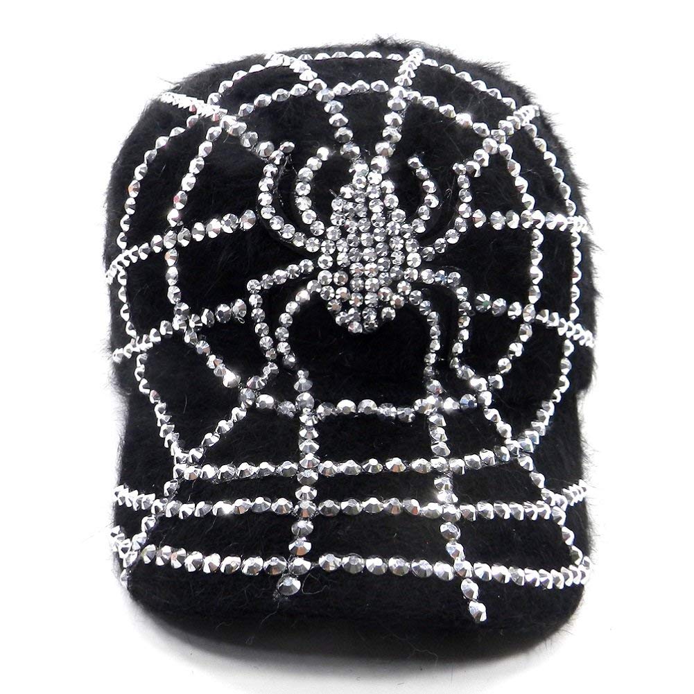 2Chique Boutique Men's Black Clear Crystal Spider Cap