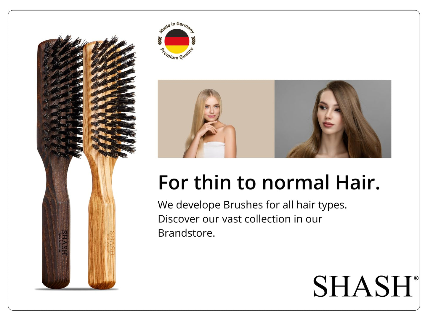 Since 1869 Hand Made in Germany - 100% Boar Bristle Hair Brush, Suitable For Thin To Normal Hair - Naturally Conditions Hair, Improves Texture, Exfoliates, Soothes and Stimulates the Scalp