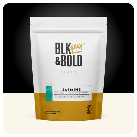 BLK & Bold Jasmine Loose Leaf Green Tea, Lightly Sweet & Floral, Smooth Aromatic Blend, 3 oz (2 Pack)