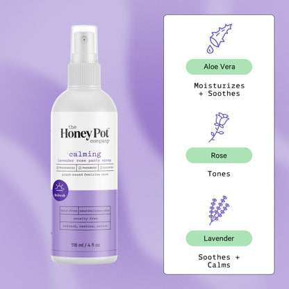 The Honey Pot Company - Lavender Bundle - Lavender Body Cleanser to Moisturize & Cleanse Skin, Refreshing & Restorative Panty Spray, & Everday Liners Infused w/Essential Oils for Cooling Effect - FSA