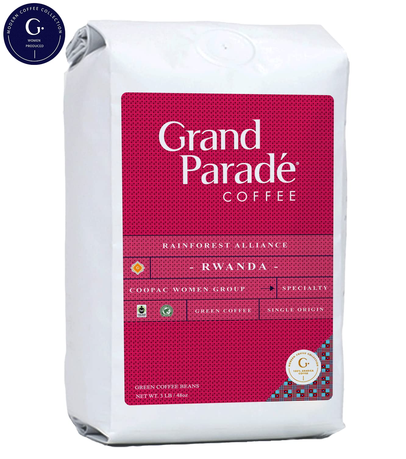 Grand Parade Coffee, 3 Lbs Unroasted Green Coffee Beans - Rwanda Kivu Rainforest Alliance Certified - Women Produced Single Origin - Specialty Arabica - Fair Trade