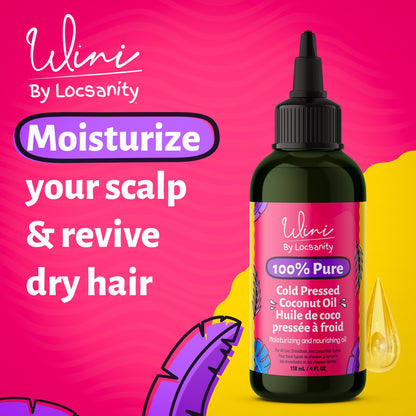 Locsanity Wini Pure 100% Cold Pressed Coconut Oil For Hair and Skin, 4 Fl Oz