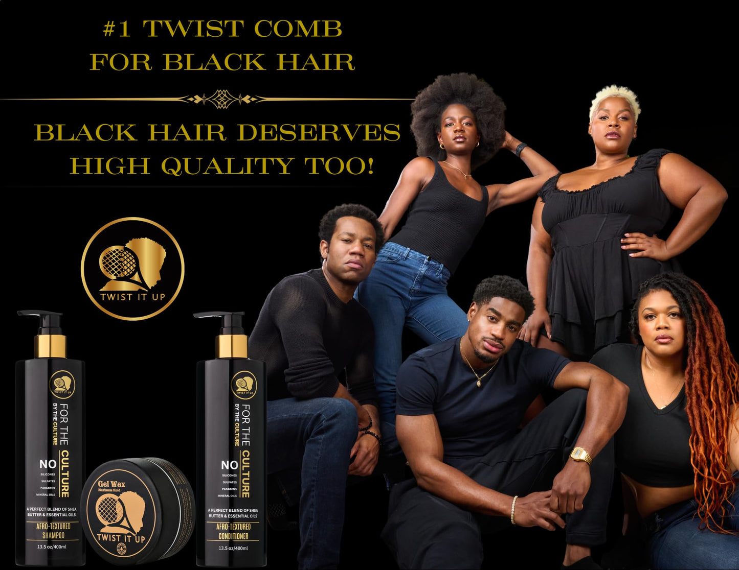 Twist It Up New Gold Standard Shampoo & Conditioner Set, Over 20 Natural Ingredients, Sulfate & Paraben-Free, Silicone-Free, Moisturizing, Hydrating, for Afro-Textured Hair