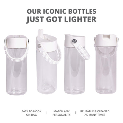 Elemental Leak Proof Water Bottles for Kids - Splash Kids Water Bottle for School with Pop-it Handle - BPA Free Tritan Plastic Reusable Water Bottle with Straw - Clear - 18oz